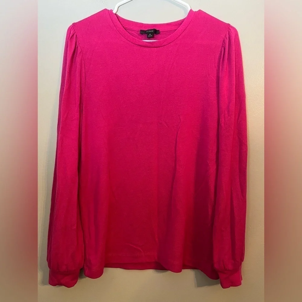 J. Crew Pink Supercozy Puff-Sleeve Pullover Long Sleeve Size M
